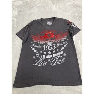 Vintage Y2K Raw State Short Sleeve T Shirt Men's Size Large Black Grunge